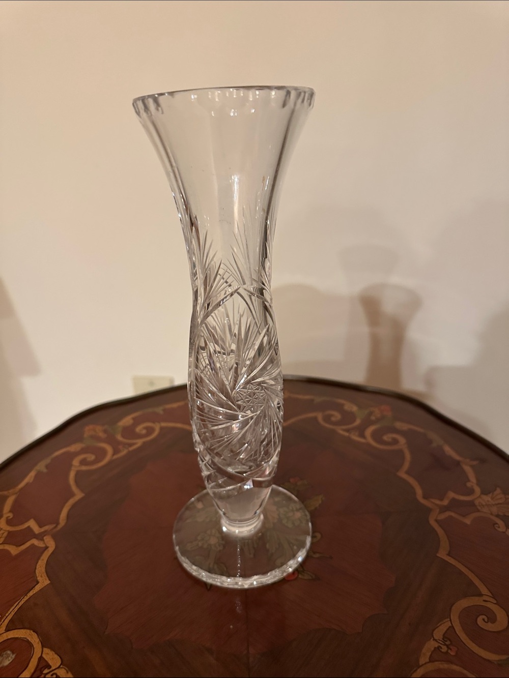 Crystal Cut Bud Vase - Clear Glass Home Accent